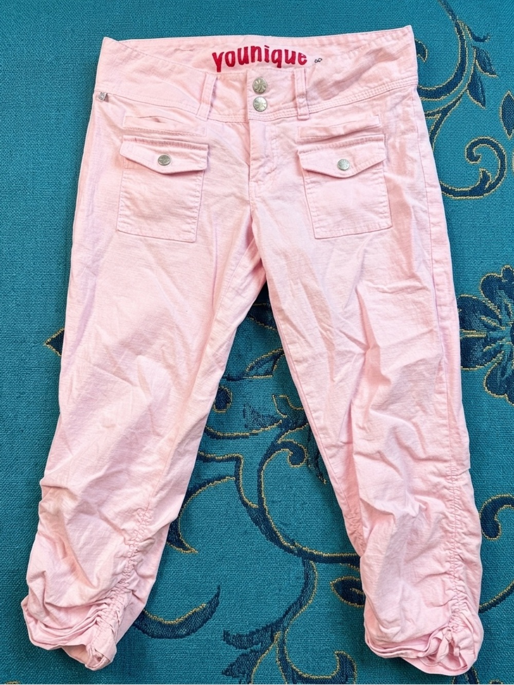 Y2K CAPRI CARGO PANTS PINK